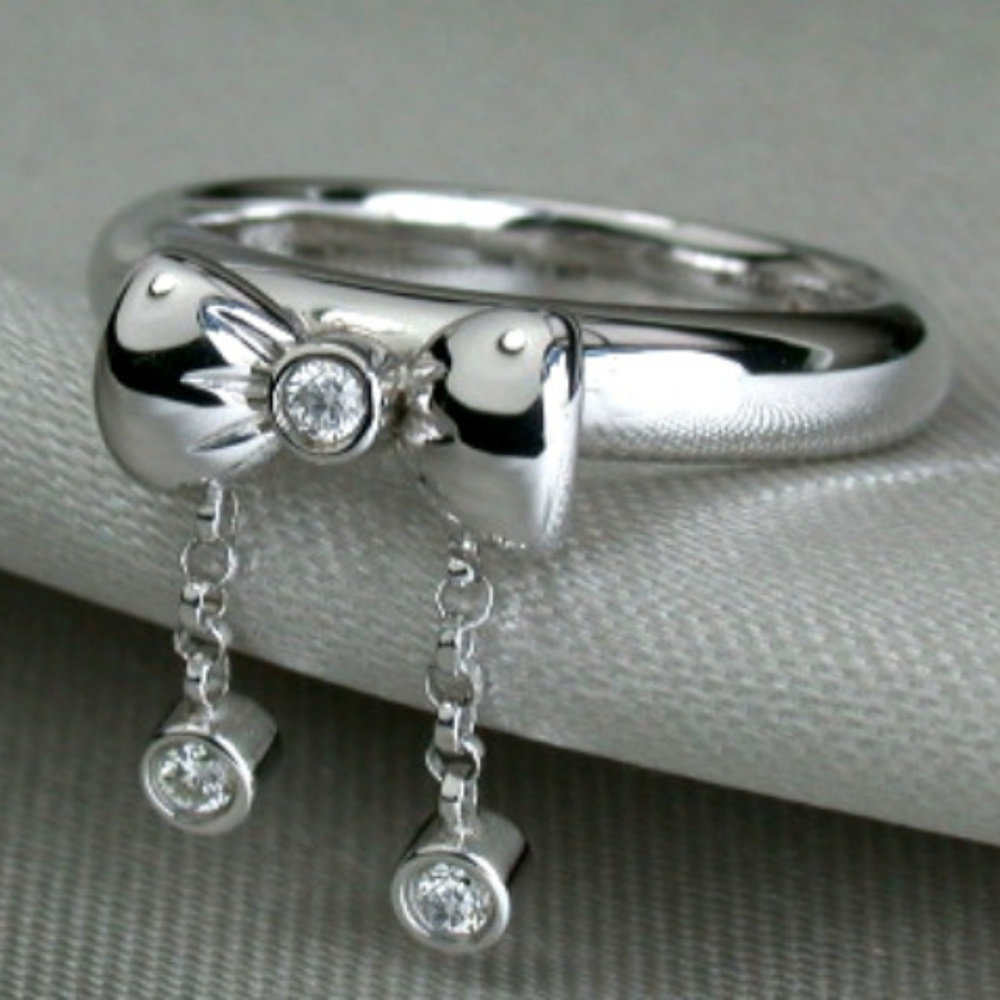 18k Bow Tie Dangle Diamond Ring Bebe Tung Designer